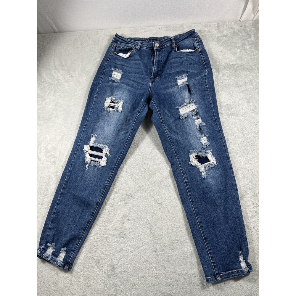 Wax Jeans Womens 13/31 Distressed Stretch Jeans Midrise 28x27 - Picture 3 of 13